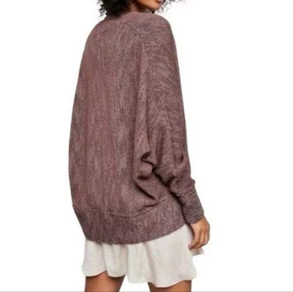 FREE PEOPLE Motions Open Dolman Sleeve Cardigan Sweater Burgundy Womens Size M - Picture 2 of 12